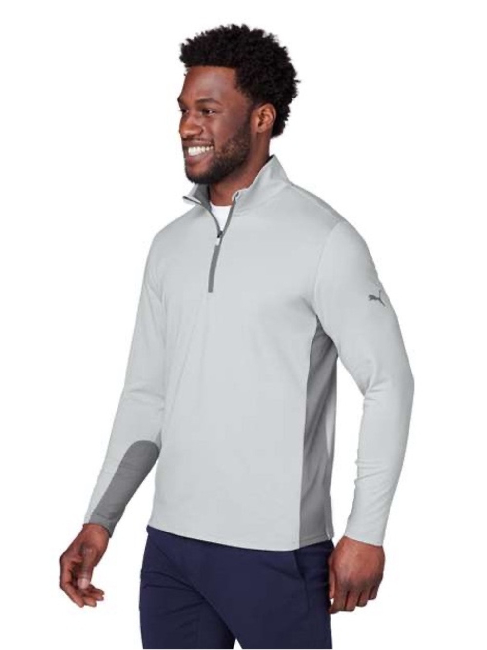 Puma Men's Light Gray and Dark Gray Quarter-Zip Performance Pullover